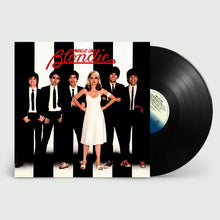 Load image into Gallery viewer, Vinyl record with 'Blondie' album cover featuring a group of people and a woman in a white dress.