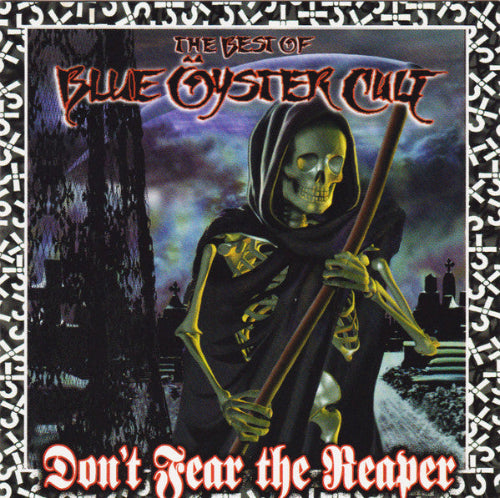 CD cover art for 'The Best Of Blue Oyster Cult' featuring a skeleton holding a staff with a jewel case design.