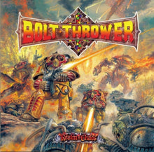 Charger l'image dans la galerie, Album cover for Bolt Thrower's 'Realm of Chaos' with mechanical creatures and fiery background.