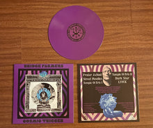Charger l&#39;image dans la galerie, Bridge Farmers - Cosmic Trigger violet record and album covers.