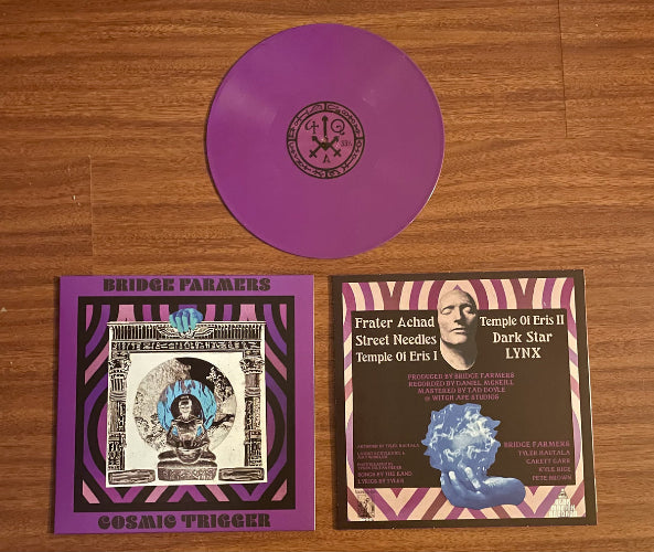 Bridge Farmers - Cosmic Trigger violet record and album covers.