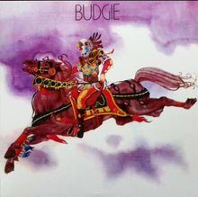 Cargar imagen en el visor de la galería, Album cover with a person on a horse in colorful attire against a purple and white background, featuring the word 'Budgie'.