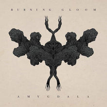 Load image into Gallery viewer, Album cover with abstract design and text 'Burning Gloom Amygdala' on a beige background
