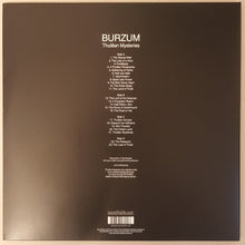 Cargar imagen en el visor de la galería, Back cover of a Burzum album with tracklist on a brown background