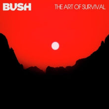 Load image into Gallery viewer, The album cover features a red sky with a setting sun over silhouetted mountains, with the band's logo 'BUSH' above the title 'THE ART OF SURVIVAL'.