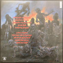 Load image into Gallery viewer, Cannibal Corpse vinyl record back cover with dark, eerie illustration of skeletons and text.