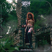 Cargar imagen en el visor de la galería, Person with red hair and tattoos leaning against a stone wall in a forest setting, with &#39;Castle Rait&#39; album cover design.