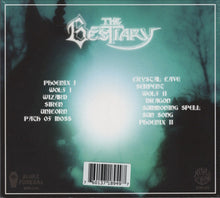 Load image into Gallery viewer, Album cover back with &#39;The Bestiary&#39; title and list of tracks on a dark, forest-themed background.