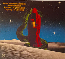 Cargar imagen en el visor de la galería, Album cover with a snake-like creature and person in red robes against a desert night sky.