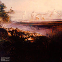 Charger l&#39;image dans la galerie, Landscape painting with figures by a river and mountains in the background