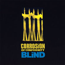 Charger l'image dans la galerie, Album cover for 'Blind' by Corrosion of Conformity with yellow and blue text on a black background.