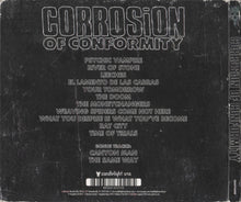 Cargar imagen en el visor de la galería, Back cover of a music album by Corrosion of Conformity with tracklist on a black background