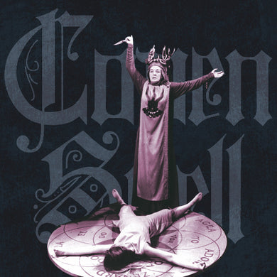 Album cover with a central figure in a purple robe standing over another figure on a circular platform with text.