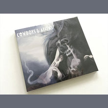 Load image into Gallery viewer, CD cover art featuring a stylized image of a horse with a skull in the background, and the text &#39;COWBOYS &amp; ALIENS Horses of Rebellion&#39;.