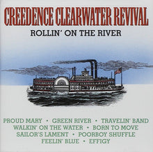 Charger l'image dans la galerie, CD cover art for Creedence Clearwater Revival album 'Rollin' On The River' featuring an illustration of a steamboat on a river.