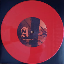 Load image into Gallery viewer, Red vinyl record with a central label on a dark blue background