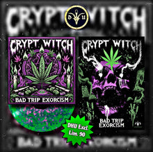 Charger l'image dans la galerie, Two 'Crypt Witch' album covers for 'Bad Trip Exorcism' with a green and purple vinyl record.
