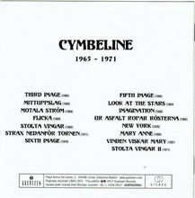 Load image into Gallery viewer, Album cover with text listing album names and years from 1965 to 1971, featuring the brand 'Cymbeline'.