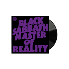 Charger l'image dans la galerie, Black Sabbath 'Master of Reality' vinyl record with purple text on a white background
