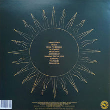 Cargar imagen en el visor de la galería, Vinyl record cover with sun design and text on a dark background