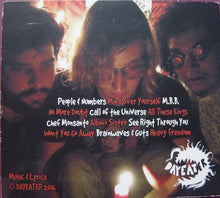 Charger l&#39;image dans la galerie, back album cover of Dayeater - Voices Out Of Nowhere showing three men looking at a burning flame