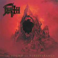 Cargar imagen en el visor de la galería, CD cover artwork for Death's album 'The Sound of Perseverance' featuring a fiery red backdrop with a dark, malevolent figure.