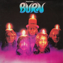 Load image into Gallery viewer, Album cover for 'Burn' by Deep Purple featuring lit candles with faces on a dark background.