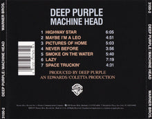 Charger l&#39;image dans la galerie, Back cover of Deep Purple &#39;Machine Head&#39; album with tracklist and Warner Bros. logo.