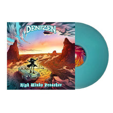 Load image into Gallery viewer, Vinyl record with a colorful cover featuring a desert landscape and the title 'High Winds Preacher' by Denizen.