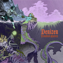 Load image into Gallery viewer, Album cover for 'Troubled Waters' by Denizen with artistic depiction of a woman and man on a cliff edge.