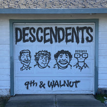 Load image into Gallery viewer, Garage door with 'DESCENDENTS 9th &amp; WALNUT' spray-painted on it.