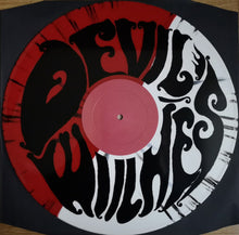 Load image into Gallery viewer, Vinyl record with 'Devil Wishes' design on a black background