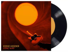 Charger l'image dans la galerie, Vinyl record with a guitar illustration on a red background and 'Eddie Vedder Long Way' text.