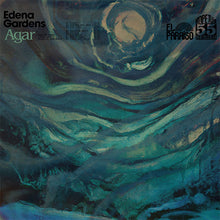Load image into Gallery viewer, The image displays the album cover of "Edena Gardens - Agar" featuring an abstract design in shades of blue and green, with the band's name and the title 'Agar' prominently in the center.