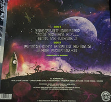 Load image into Gallery viewer, Vinyl record sleeve with space-themed design and text