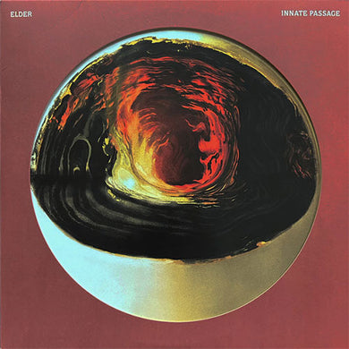 CD cover art featuring a swirling, abstract design in black, gold, and red, with the band name 'Elder' and album title 'Innate Passage' at the top.