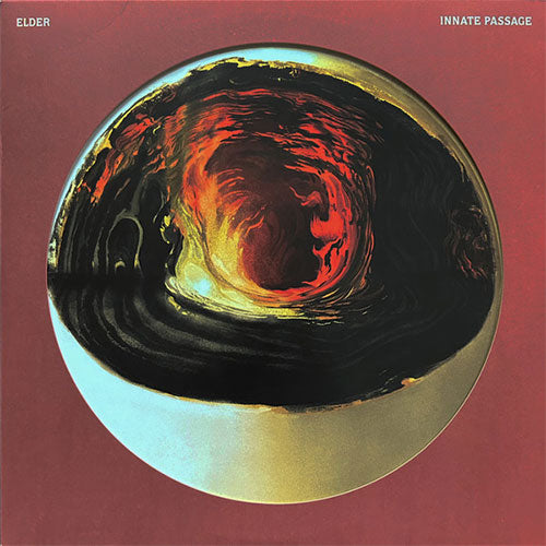 CD cover art featuring a swirling, abstract design in black, gold, and red, with the band name 'Elder' and album title 'Innate Passage' at the top.