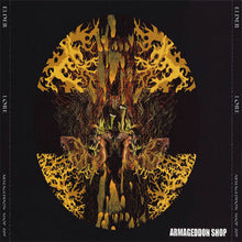 Charger l'image dans la galerie, Artistic depiction of a face with abstract patterns on a black background, featuring the brand 'Armageddon Shop'.