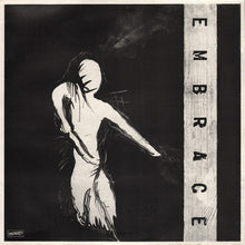 Load image into Gallery viewer, Black and white illustration of a nude figure with 'EMBRACE' text on a dark background