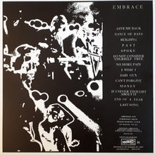 Load image into Gallery viewer, Album cover with black and white abstract design and tracklist on a dark background