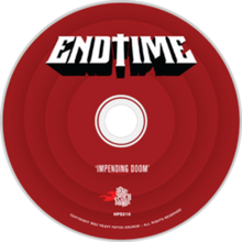 Cargar imagen en el visor de la galería, Red CD with &#39;Endtime&#39; and &#39;Impending Doom&#39; text on a white background