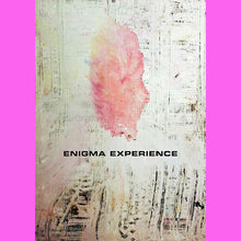 Cargar imagen en el visor de la galería, Abstract poster with a pink splotch on a distressed white and grey background with the text 'ENIGMA EXPERIENCE' displayed.
