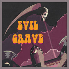 Cargar imagen en el visor de la galería, Skeletal figure with a scythe and 'Evil Grave' text on a dark background