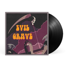 Cargar imagen en el visor de la galería, Vinyl record with 'Evil Grave' album cover featuring a skeleton and scythe.