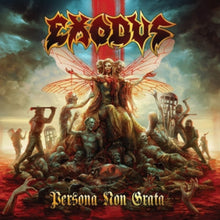Charger l&#39;image dans la galerie, The cover art for Exodus&#39; album Persona Non Grata features a stylized illustration with band members and a central figure that appears to be a singer or frontman. The artwork has a metallic and dynamic quality, fitting the thrash metal genre.