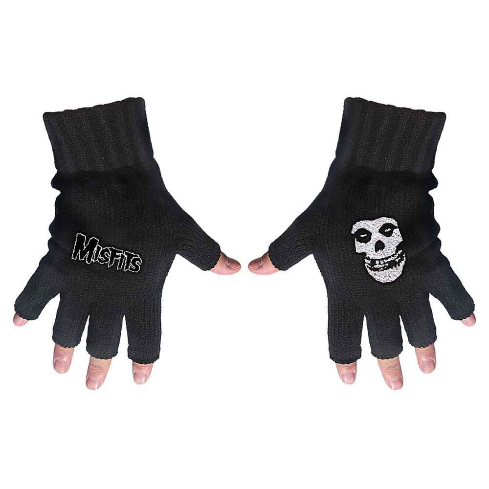 Misfits - Unisex Fingerless Gloves:  Logo And Fiend (Black)