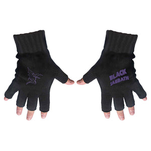 Black Sabbath Unisex Fingerless Gloves:  Purple Logo & Devil