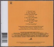 Charger l&#39;image dans la galerie, Back cover of a CD with tracklist and production credits on an orange background