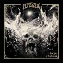 Load image into Gallery viewer, Album cover art for Forebode's The Pit of Suffering featuring a black and white illustration of a skull and spectral figures with a dark, gothic aesthetic.