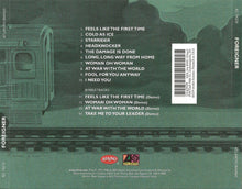 Load image into Gallery viewer, Album back cover with tracklist and branding for Foreigner on a green background